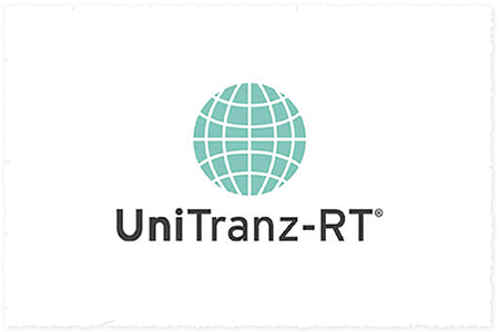 UniTranz-RT logo with a globe design on a white background