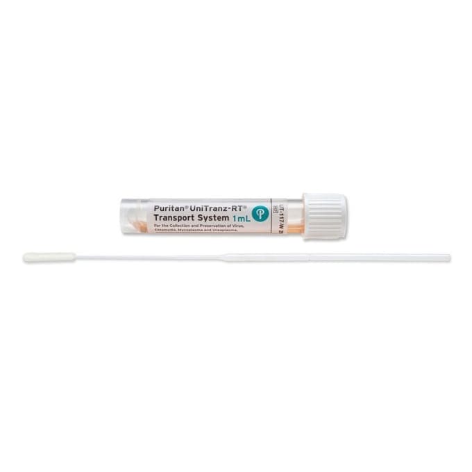 Puritan UniTranz-RT 1ml Filled Vial with White Cap and 6" Sterile Ultrafine Flock Swab
